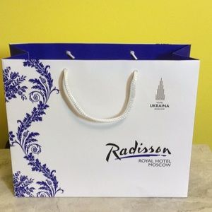 NEW Royal Hotel Moscow Russia blue damask print bag